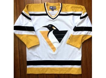 1990s NHL Pittsburgh Penguins Embroidered Hockey Jersey, Size Youth XL - NHL Licensed By Starter