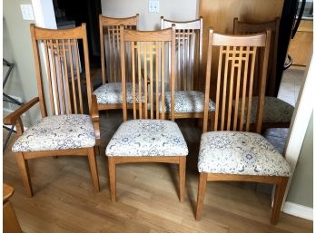 Unique Square Lattice Back Light Wood Dining Chairs - Set Of 6