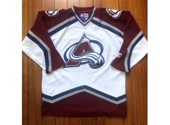 1990s NHL Colorado Avalanche Embroidered Hockey Jersey Size Youth XL - NHL Licensed By Starter