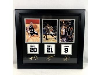 LA Spurs Laser Signed Framed Photo Set - Ginobili, Duncan, Parker