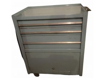 Vintage Light Blue Metal Rolling Dental Cabinet 26' X 18' X 32'