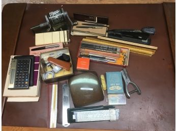 Collection Of Vintage Office Items, As Found In An Old Desk