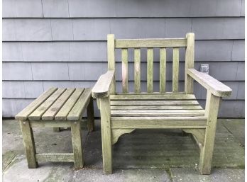 SMITH & HAWKEN Teak Patio Chair With Rectangular Side Table