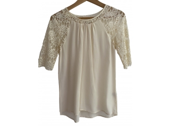 Madewell Silk Blouse With Lace Detailing Size Small