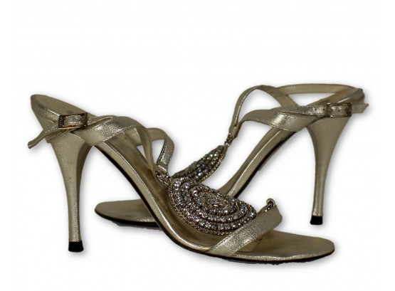 VERSACE Gold & Crystal High Heels (Retail: $1,675.00)
