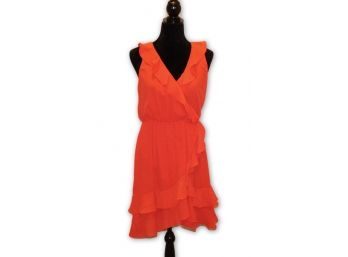 S+B BOUTIQUE Red V-Neck Ruffle Dress - Size 4 (Retail $315.00)