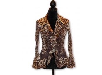 M. SOLO Long Sleeve, Animal Print Blouse (Size Small)