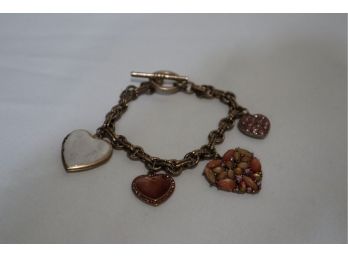 Liz Claiborne Heart Locket And Heart Charm Bracelet With Toggle Clasp