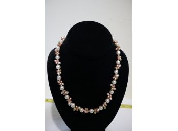 925 Sterling Silver Clasp White, Pink, Green And Champagne Colored Honora Pearl Necklace China