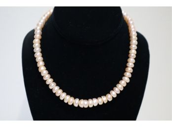 925 Sterling Silver Clasp Pink Pearl Necklace