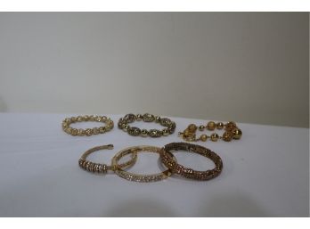 Glitzy Gold Tone Bracelet Lot