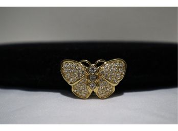 Swarovski Crystal And Gold Tone Butterfly Pin