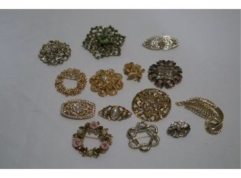 Flower Pin And More Lot Including Faux Pearls And Rhinestones