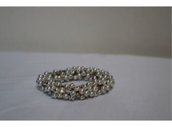 Faux Pearl And Rhinestone Stretch Bracelet