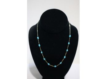 14K Yellow Gold And Turquoise Italy Milor Necklace