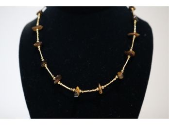 Gold Tone Tiger Eye Necklace