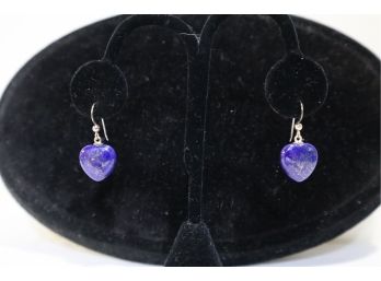 Jay King DTR 925 Sterling Silver Posts With Lapis Heart Earrings