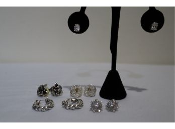 Silver Tone Pierced Earring Lot (5 Pair)