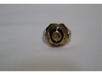 10K Yellow Gold 1947 Class Ring Marked Morrisons 6.95 Grams Size 9.75 Engraved With Initials HFT