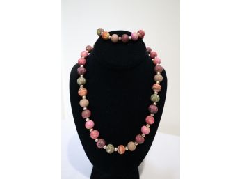 Funky Rubber Type Beads Stretch Necklace And Stretch Bracelet