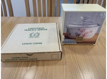 Boxed Lenox Serving Bowl & Dessert Tray