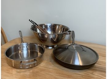 Calphleon 3 Quart Saucepan, Lidded Nonstick Wok & Steamer