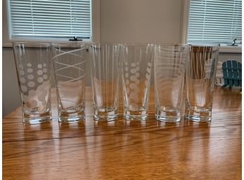 Group Of Six Mikasa Tall Ethed Glasses