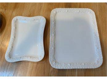 Two Italian White Ceramic Serving Platters