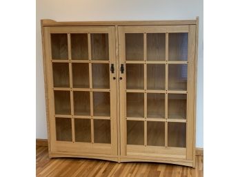 Mission Style Restoration Hardware Glass And Oak Bookcase