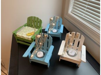 Colorful Adirondack  Style Beach Chair Napkin &votive Candle Holders