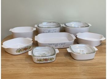 Group Of Corning Ware And  Corning Ware Style Lidded Bakwaare