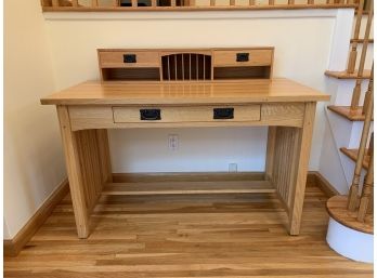 Mission Style Restoration Hardware Oak Secretary Desk