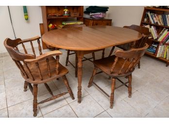 Vintage Table With Four Moosehead Monsour Main Spindle Back Chairs