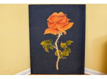 Large Signed Silk Screen Floral Art