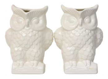 Pair Of Two's Company Ceramic Owl Pitchers