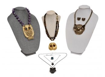 Collection Of Owl Themed Jewelry Including C. Ross 1976