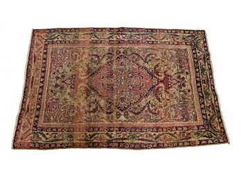 Antique Hand Knotted Persian Tabriz Small Area Rug