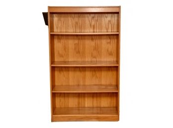 Four Shelf Wood Bookcase With Attached File Holder