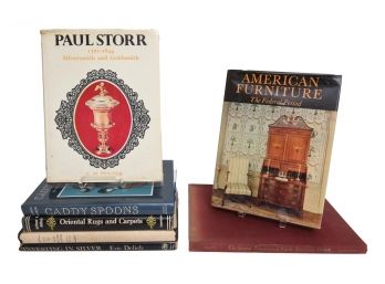 Collection Of Seven Informative Research Books On Oriental Rugs, American Furniture, Silver And More