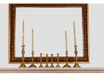 Three Pairs Of Graduated Height Brass Candlesticks