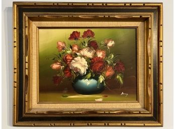 Signed Oil On Canvas Floral Still Life