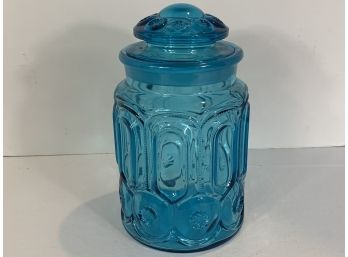 Vintage Turquoise Glass Canister