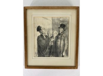 Honore Daumier (France, 1808 - 1879) Lithograph Titled 'A Sure Case'