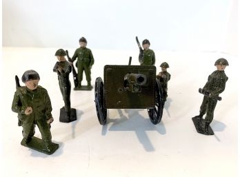 Group Of Metal Soldier And Cannon