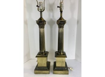 Pair Of Vintage Column Form Lamps