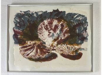 Signed Print Of Shells On Deckled Edge Paper, Signed, Raised Marks