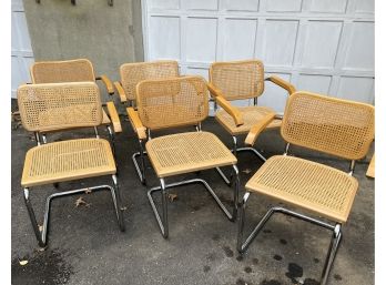 Set Of 6 Cesca Arm Chairs Designed By Marcel Breuer, By Homeward 2006/2007 And Made In Italy