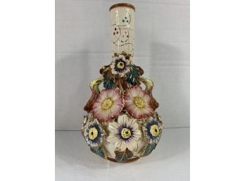 Vintage English Majolica Floral Vase