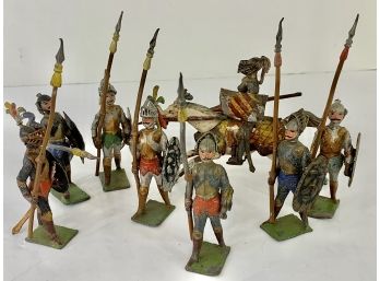 Vintage Group Lot Of Military Miniatures Hand Painted Lead Knights