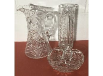 Trio Of Antique Cut Crystal